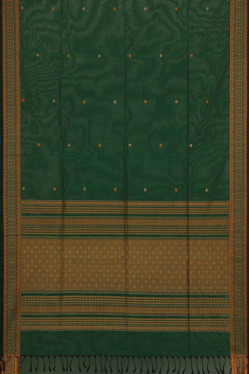 Image of South Cotton Olive Green Saree