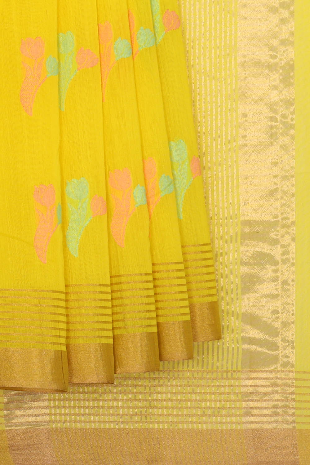 Image of Chanderi Cotton Silk Light Yellow Saree