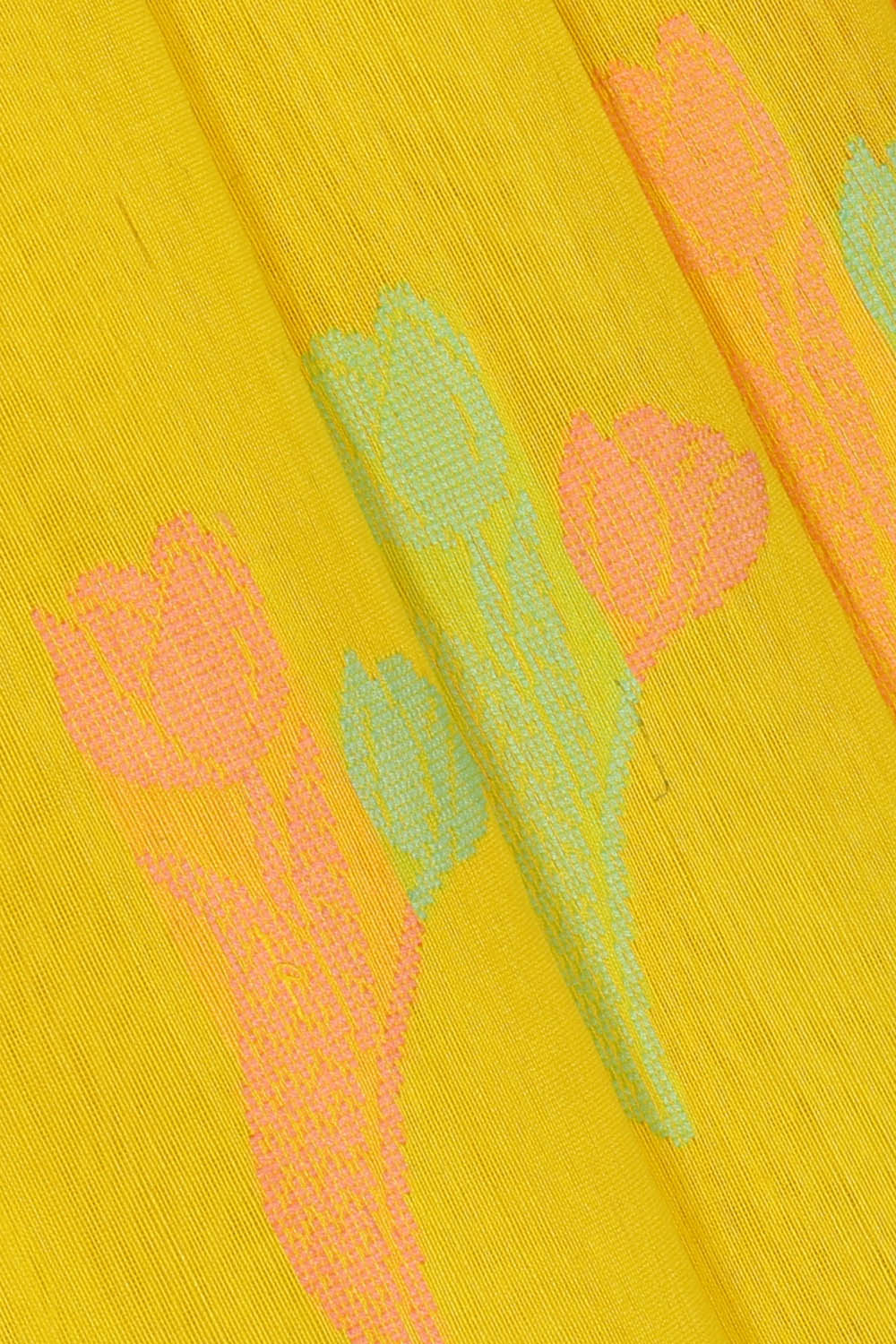Image of Chanderi Cotton Silk Light Yellow Saree