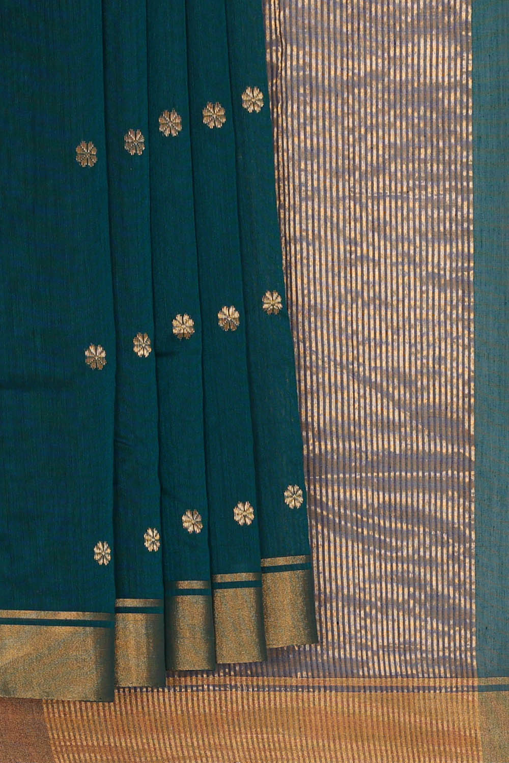 Image of Chanderi Cotton Silk Blue Saree