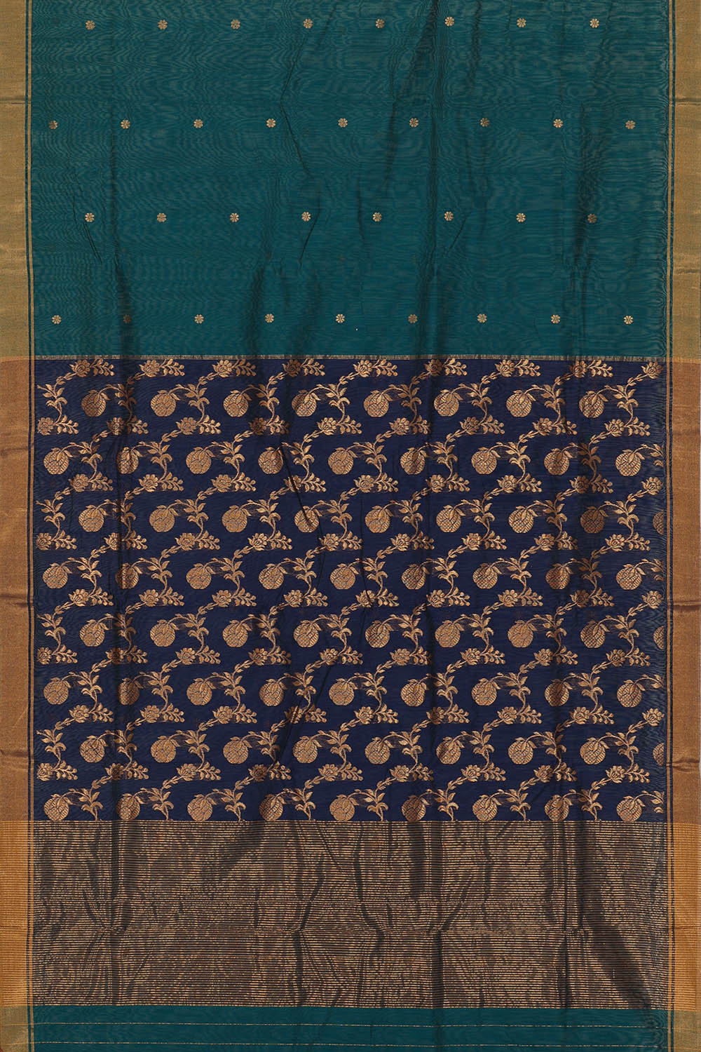 Image of Chanderi Cotton Silk Blue Saree