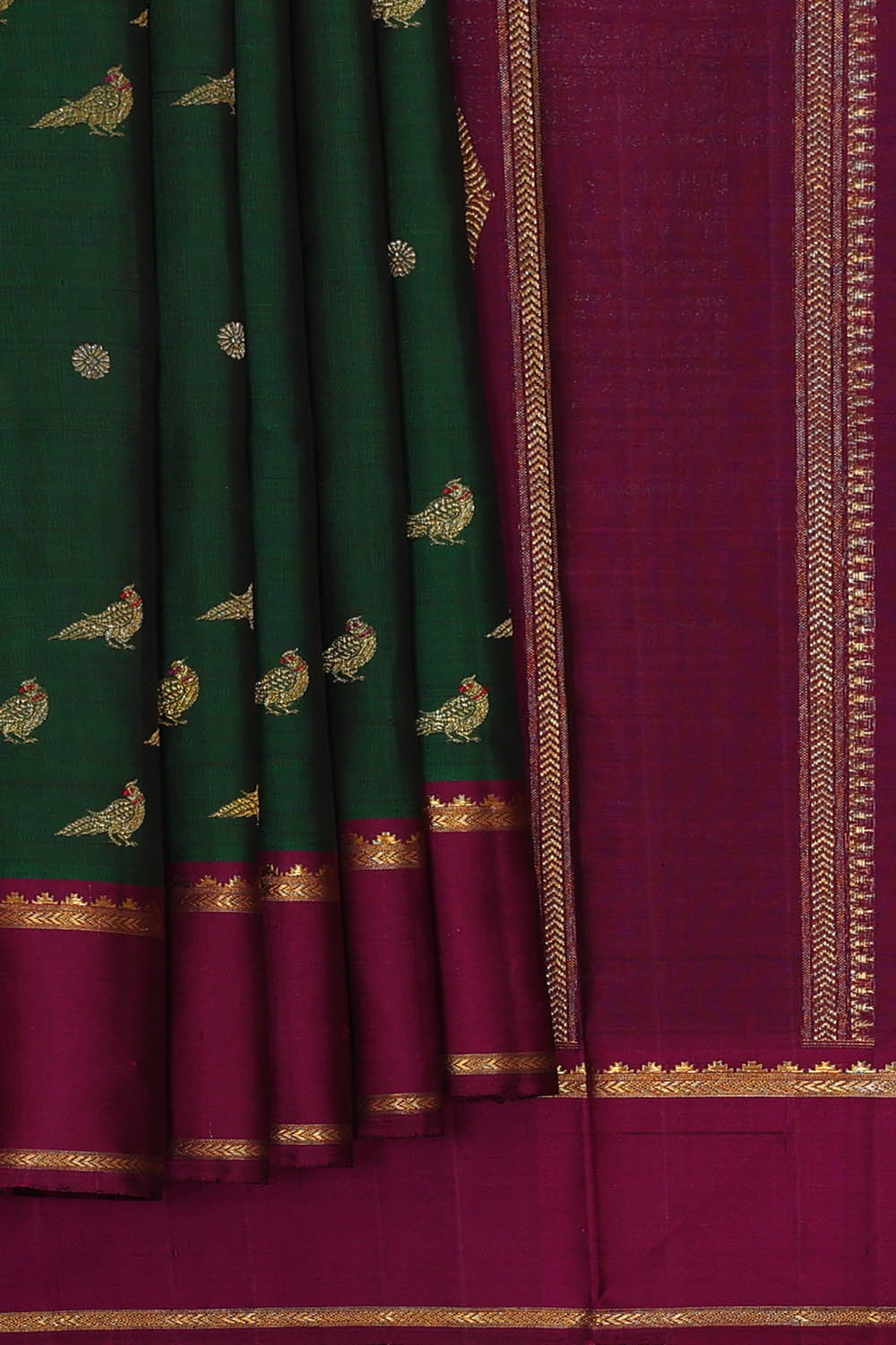 Image of Arani Silk Bottle Green Saree