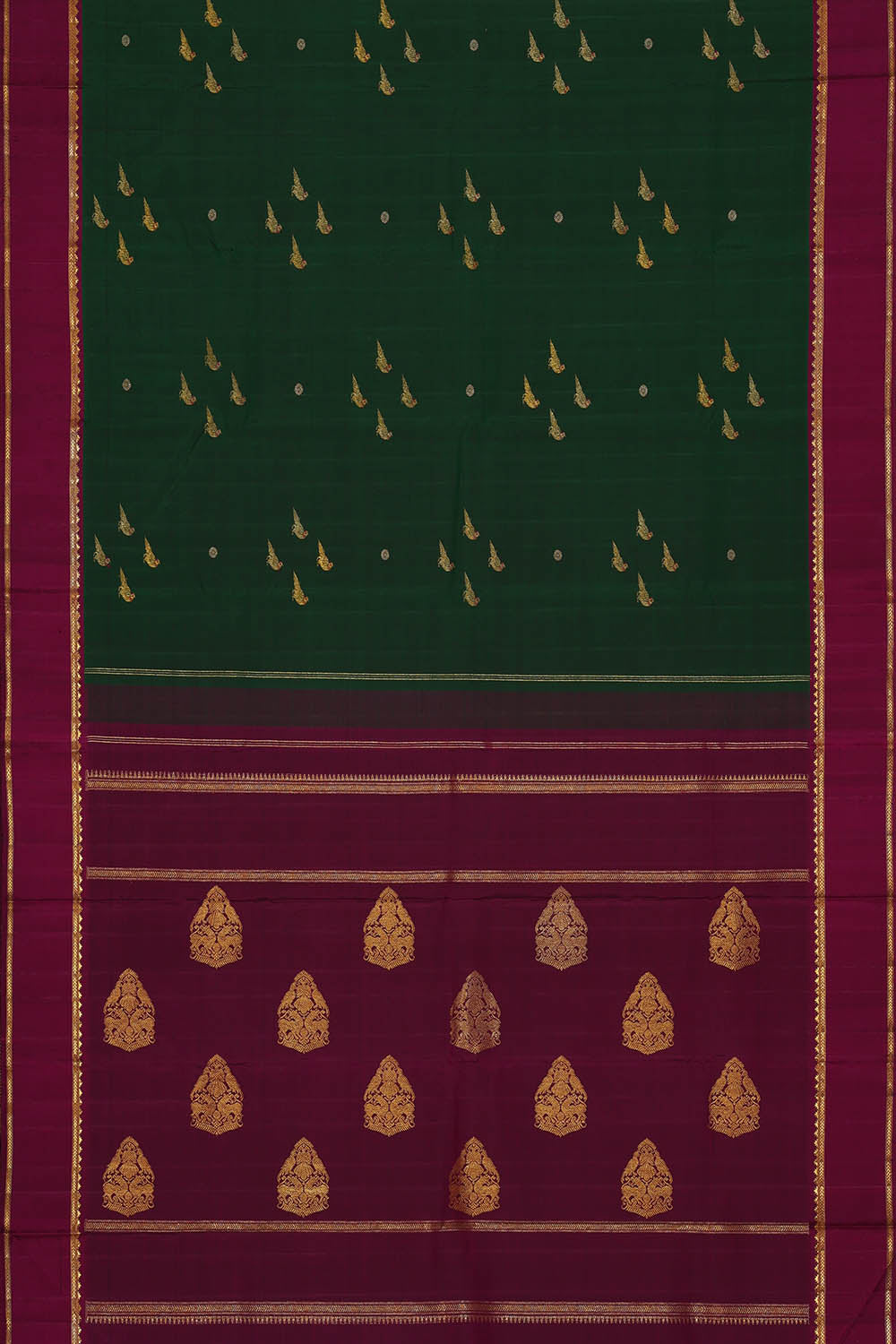 Image of Arani Silk Bottle Green Saree