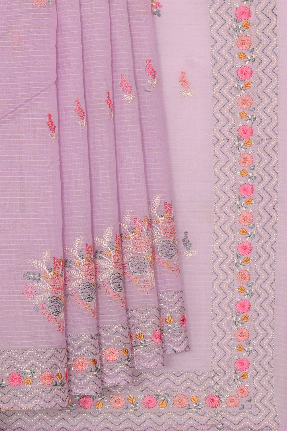 Image of Banarasi Crepe Lavender Saree
