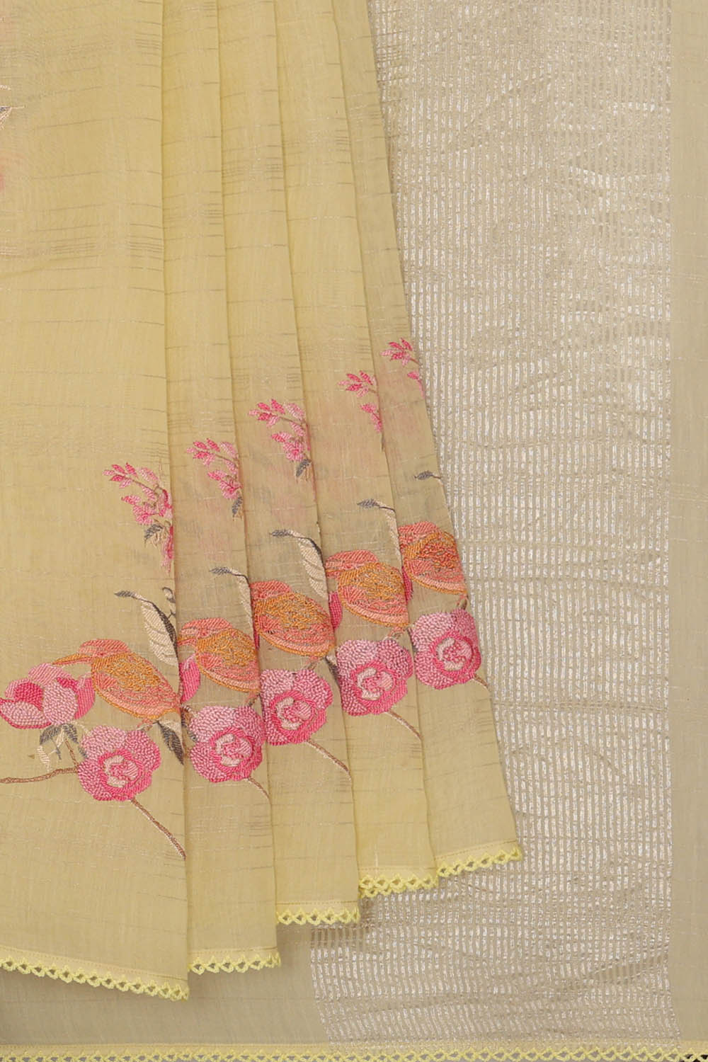 Image of Banarasi Crepe Light Yellow Saree