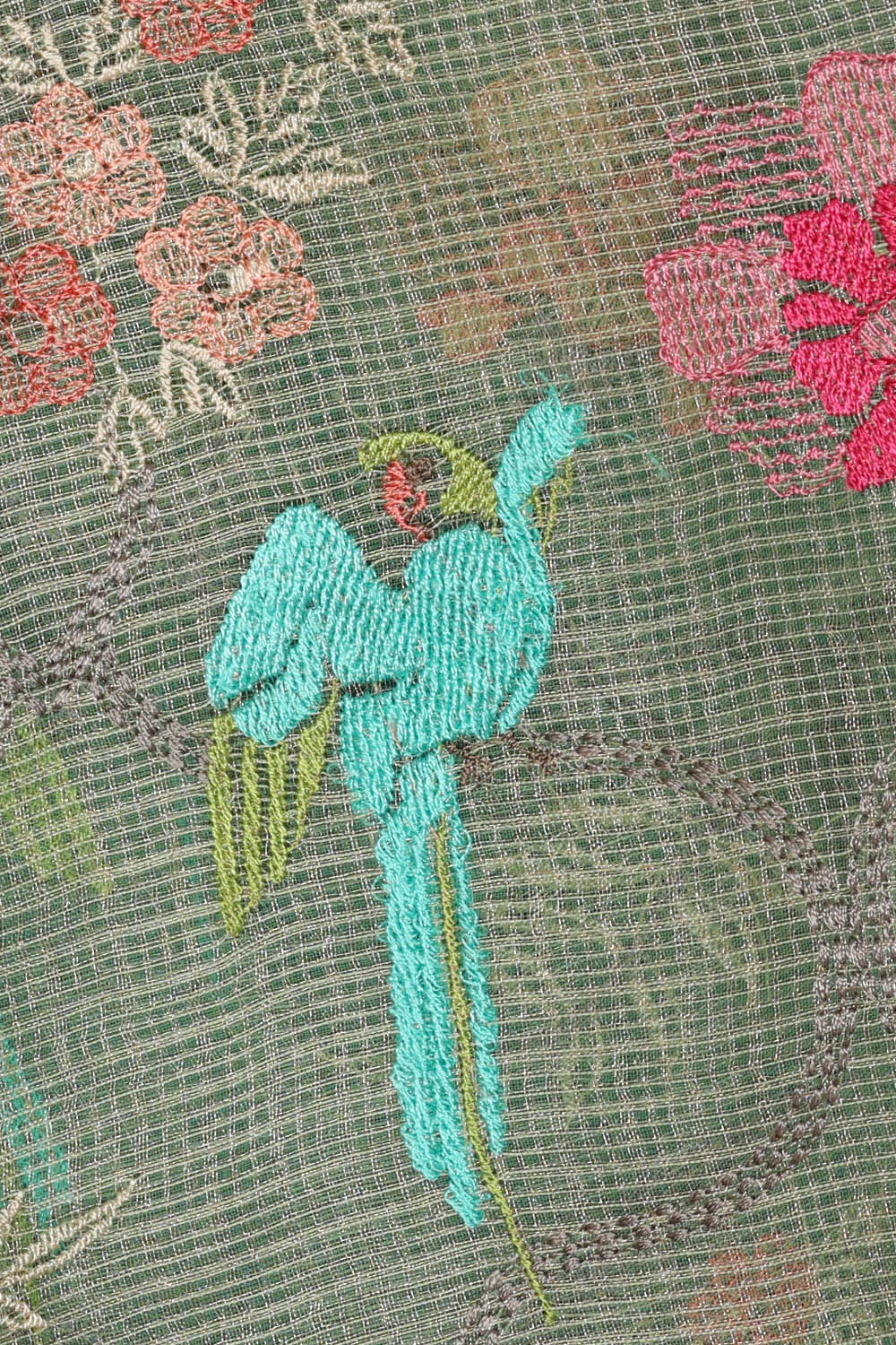 Image of Grey Embroidery Kota Saree