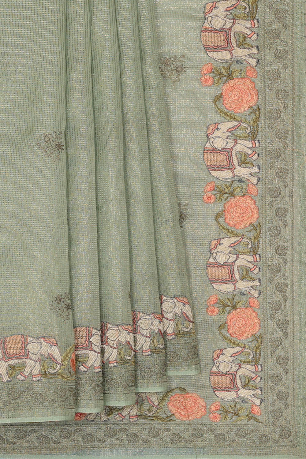 Image of Banarasi Crepe Muted Green Saree
