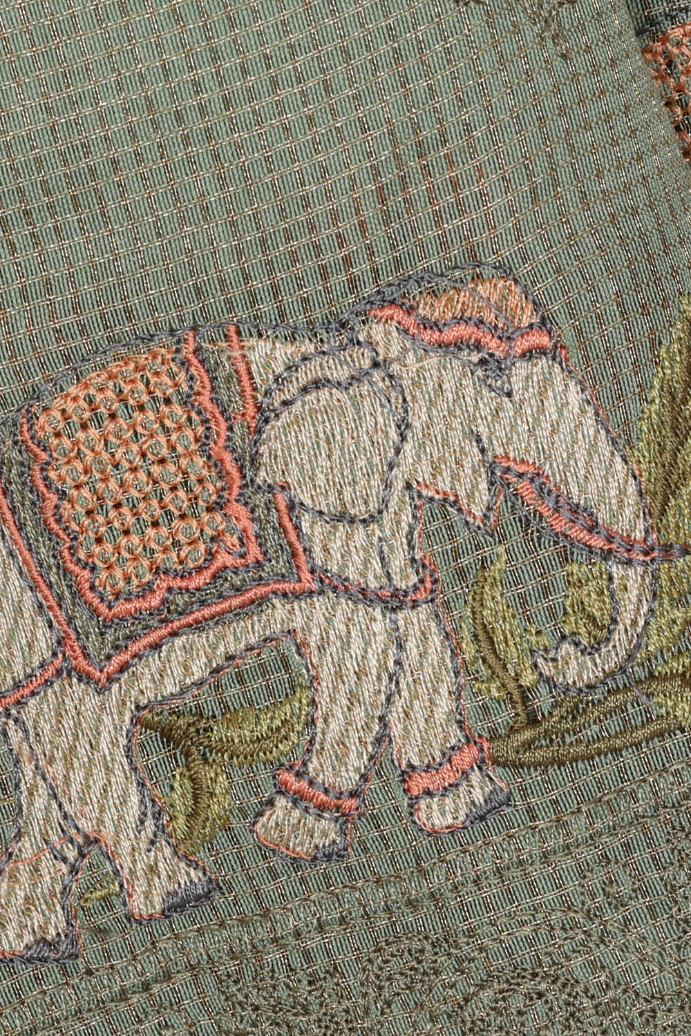 Image of Banarasi Crepe Muted Green Saree