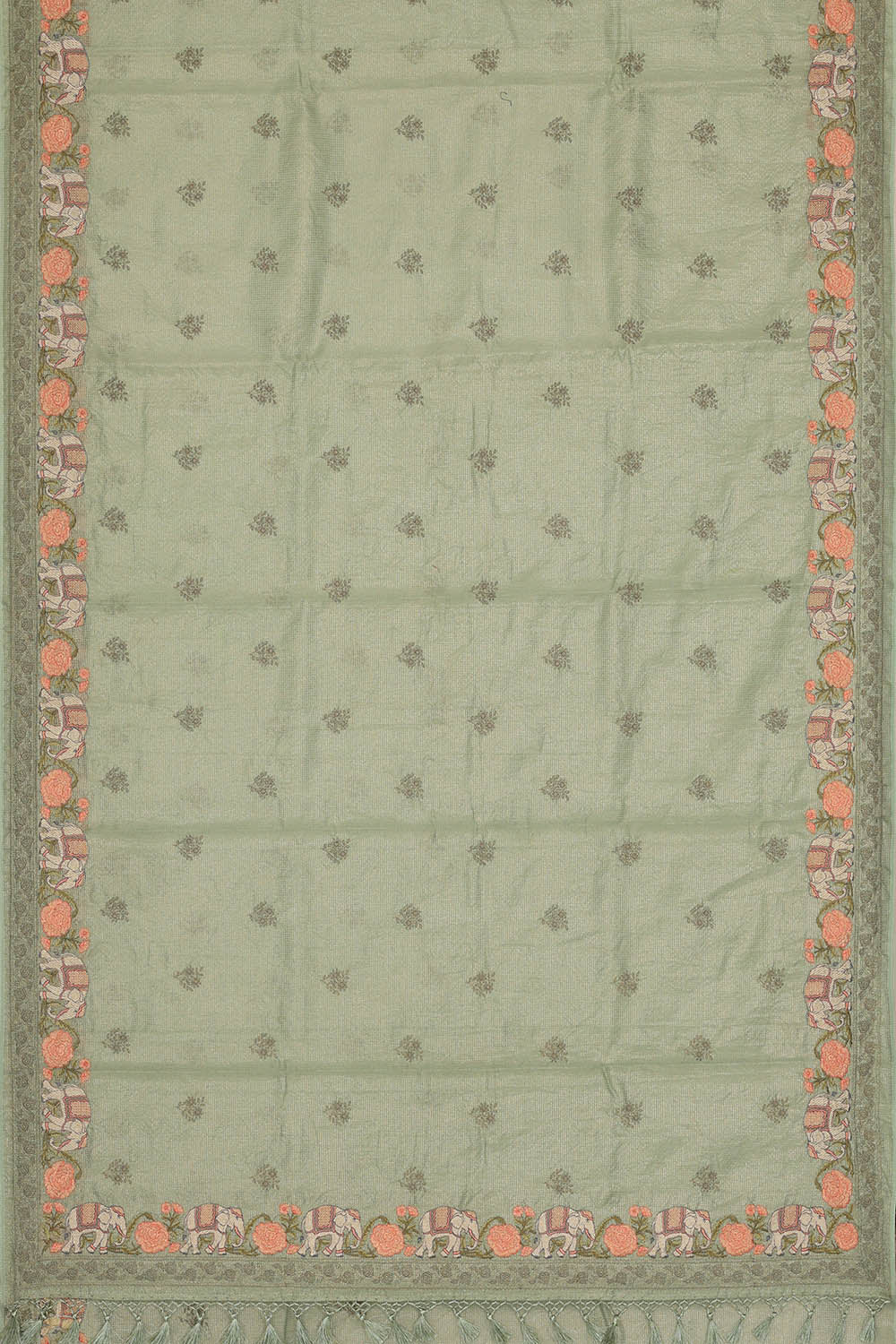 Image of Banarasi Crepe Muted Green Saree