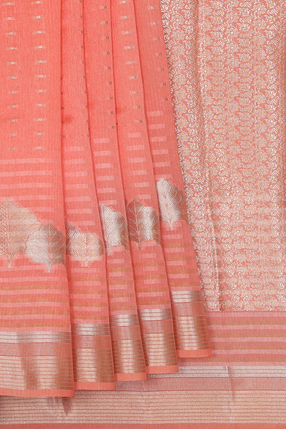 Image of Banarasi Crepe Peach Saree