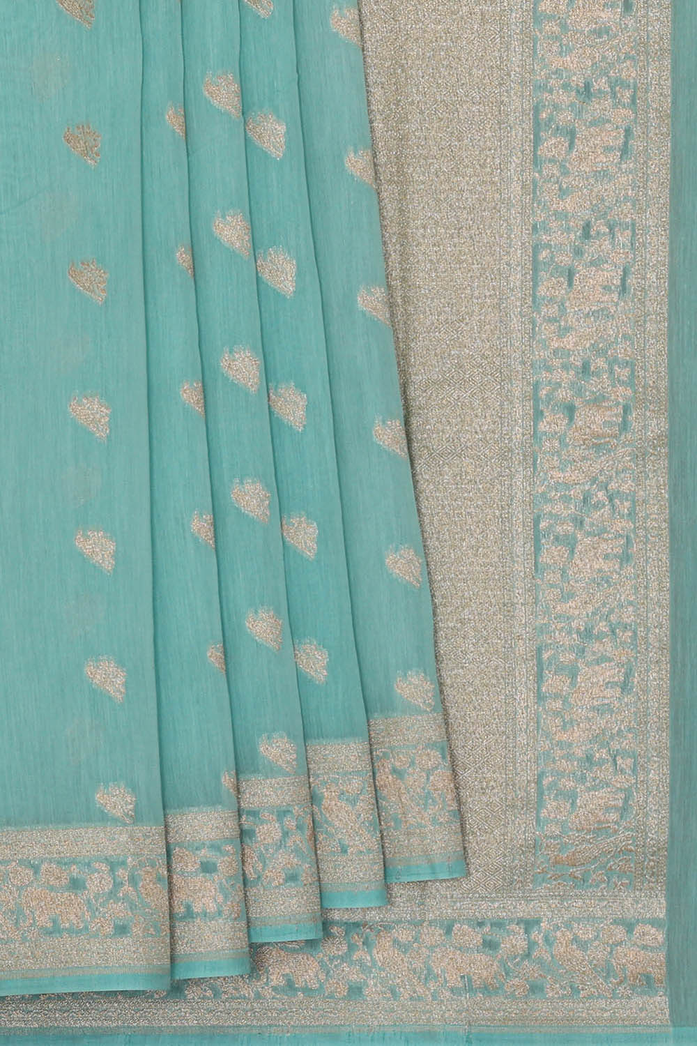 Image of Banarasi Crepe Sea Blue Saree
