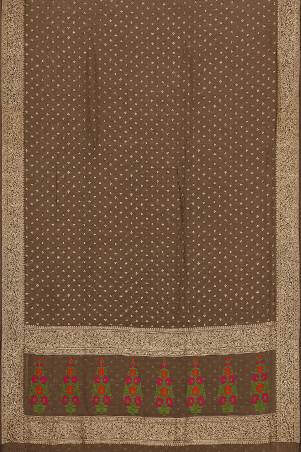 Image of Banarasi Crepe Light Brown Saree