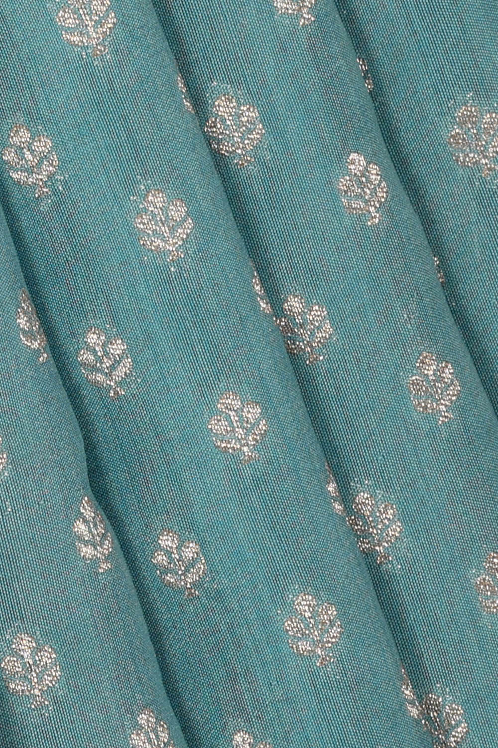 Image of Teal-Blue Tussar Silk Saree