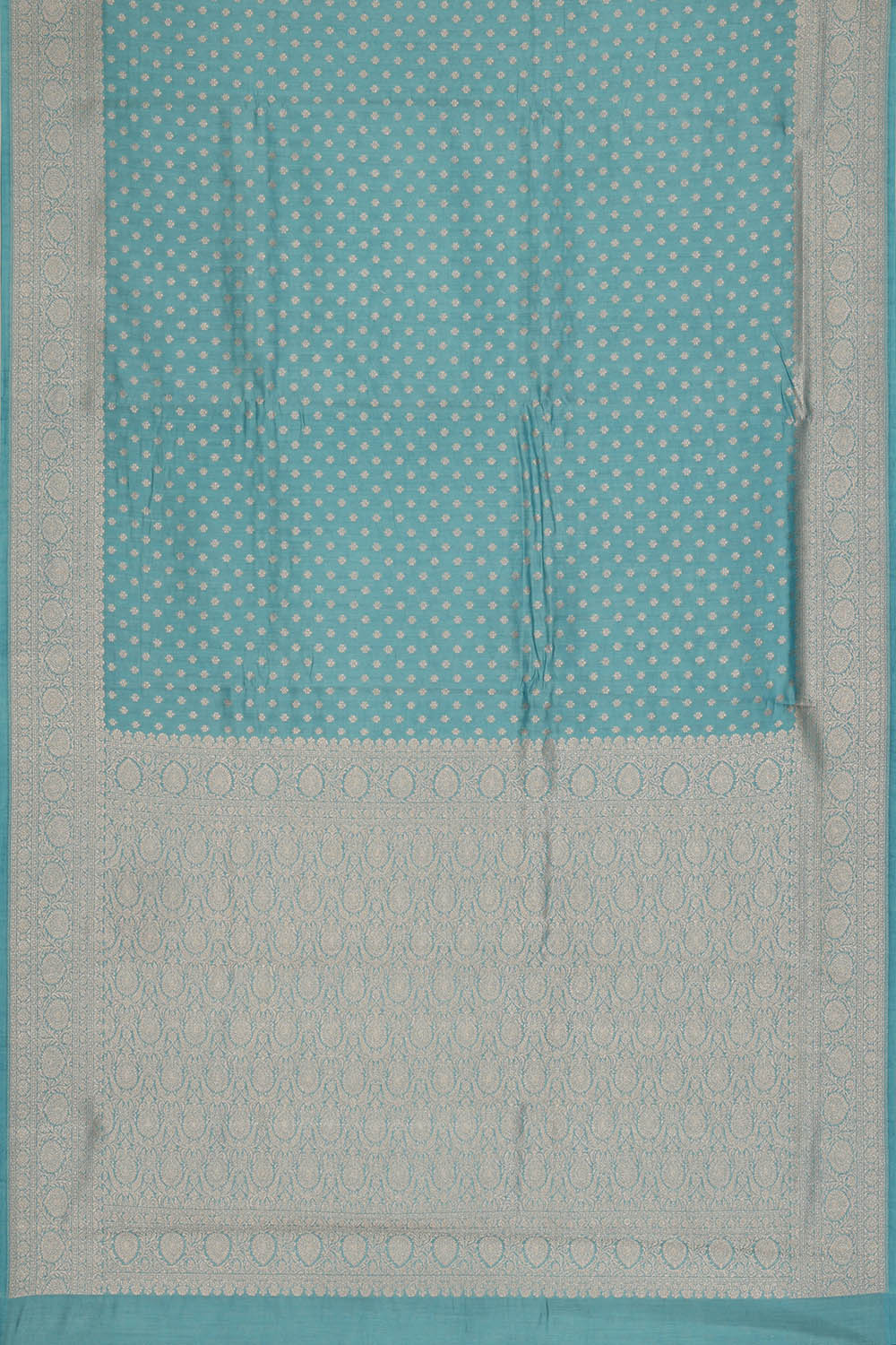 Image of Teal-Blue Tussar Silk Saree