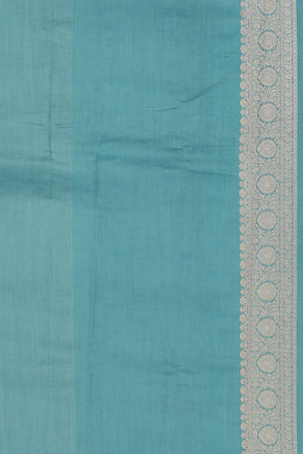 Image of Teal-Blue Tussar Silk Saree