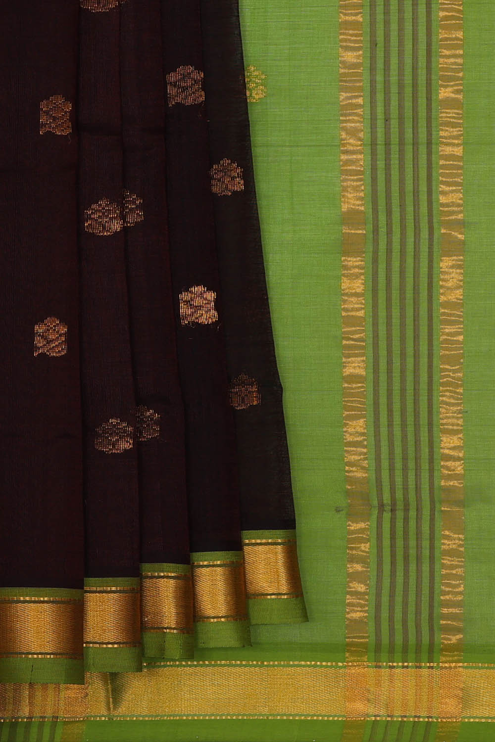 Image of Venkatagiri Cotton Silk Dark Brown Saree