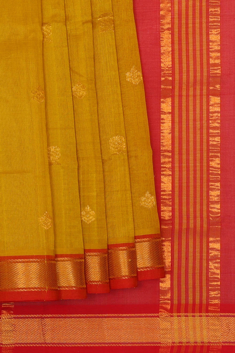 Image of Venkatagiri Cotton Silk Mustard Yellow Saree