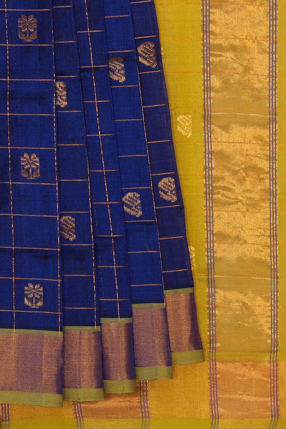 Image of Venkatagiri Cotton Silk Royal Blue Saree