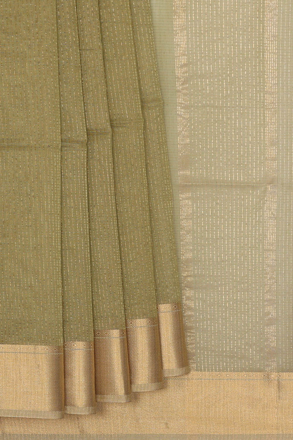 Image of Maheshwari Cotton Silk Muted Green Saree