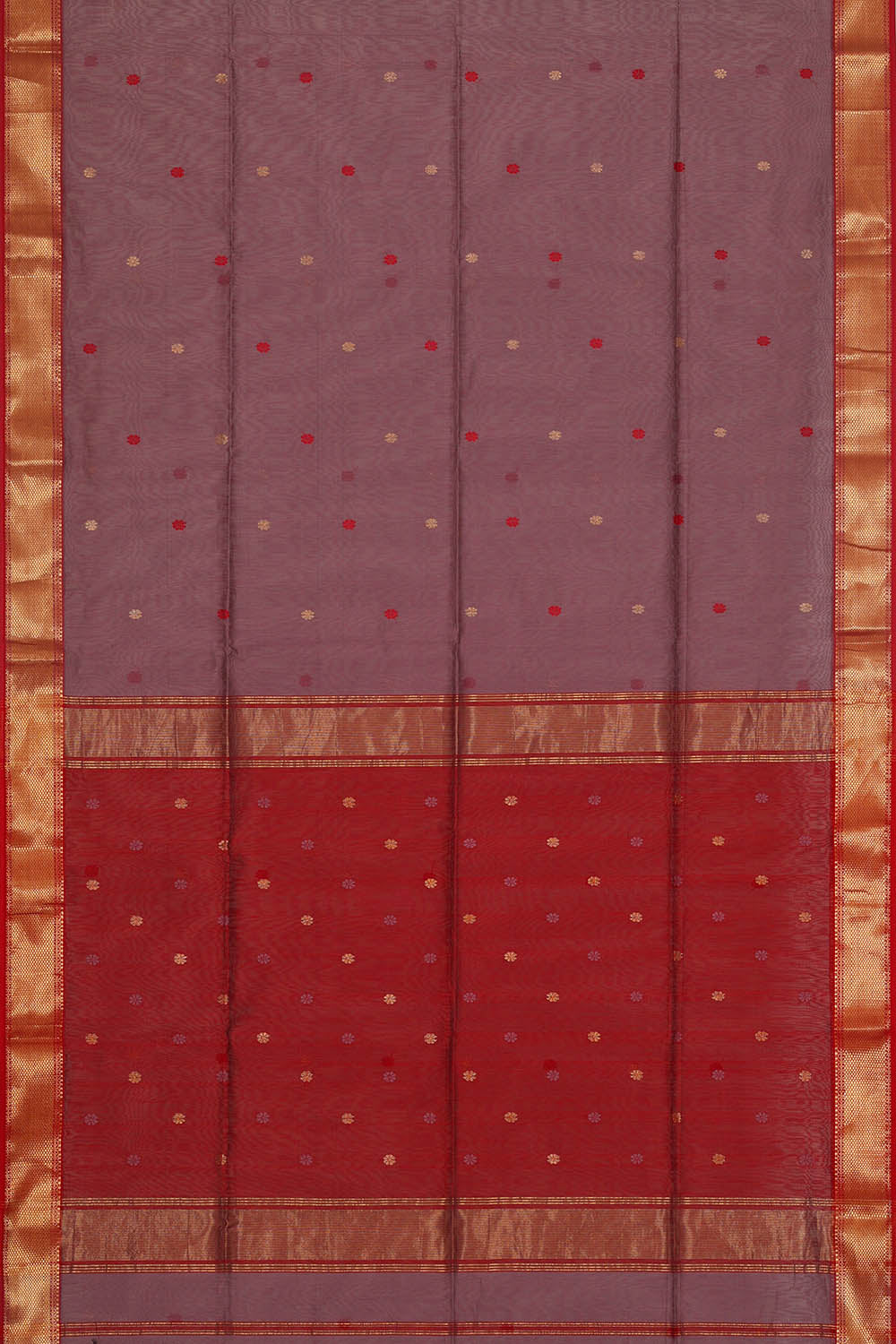 Image of Maheshwari Cotton Silk Muted Violet Saree