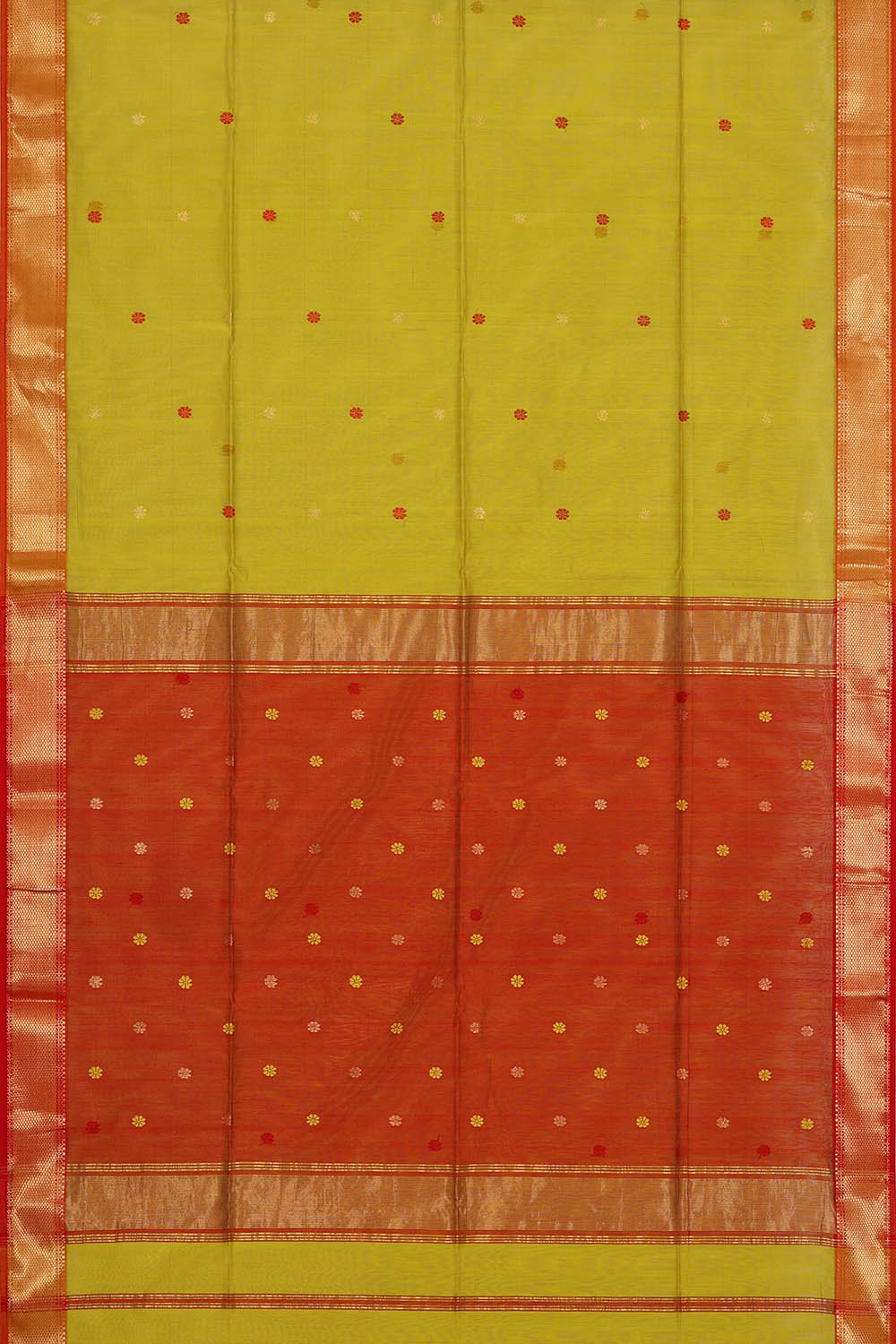 Image of Maheshwari Cotton Silk Green Saree