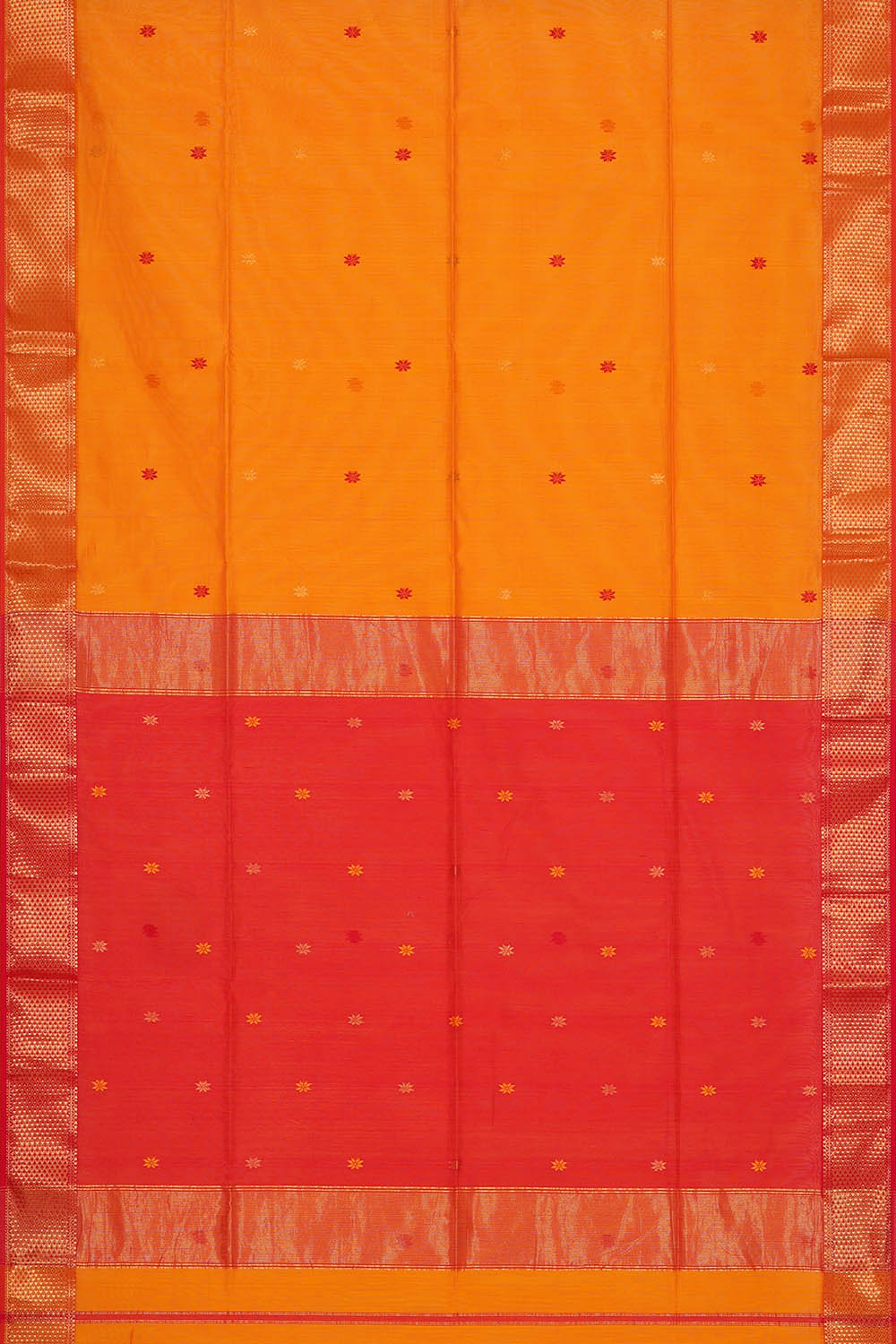 Image of Maheshwari Cotton Silk Orange Saree