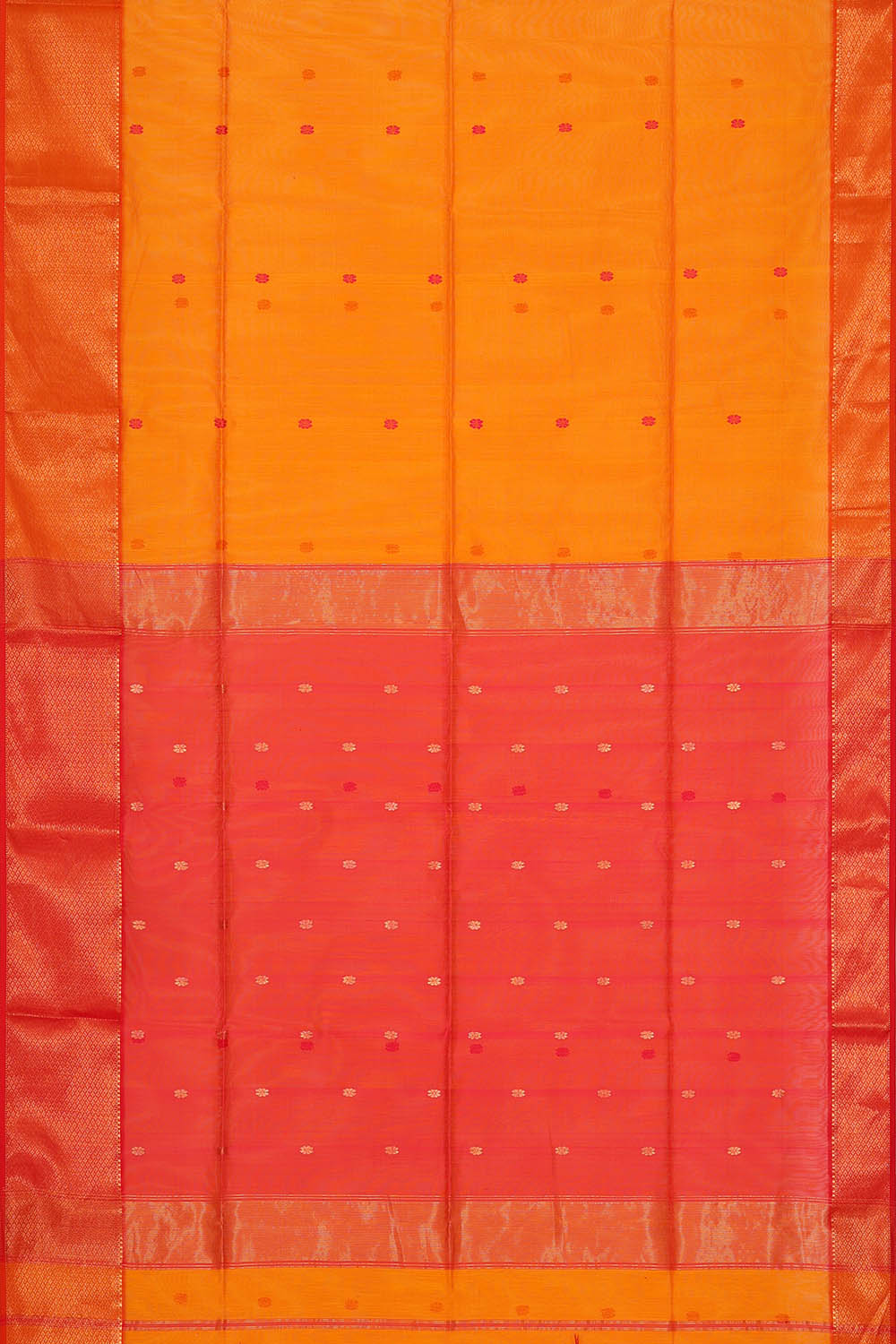 Image of Maheshwari Cotton Silk Orange Saree