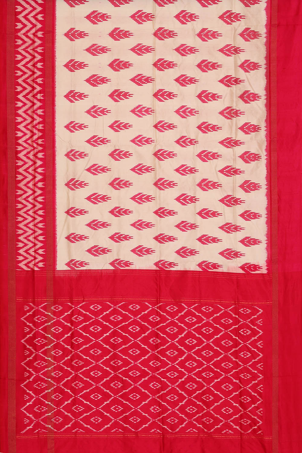 Image of Pastel-Pink Pochampally Ikat Silk Saree