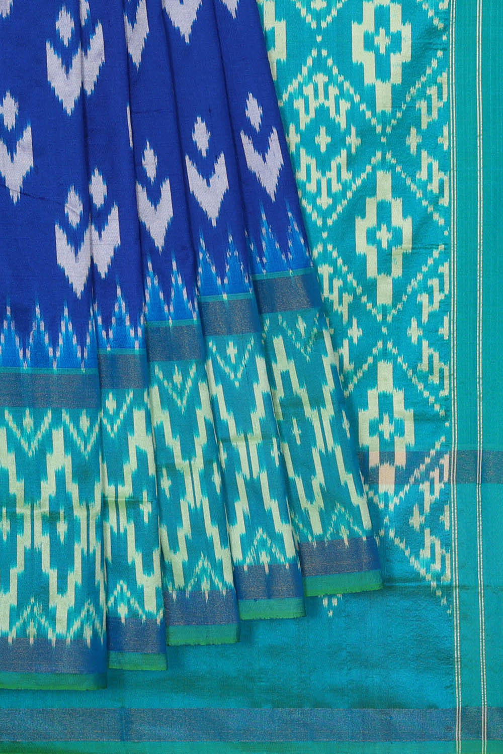 Image of Royal-Blue Pochampally Ikat Silk Saree