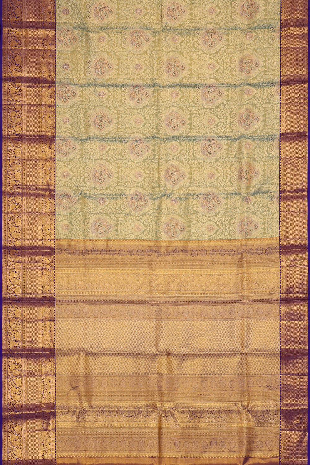 Image of Green Kanchipattu Tissue Brocade Saree