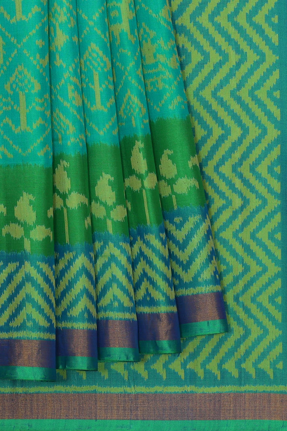 Image of Teal-Green Rajkot Silk Saree