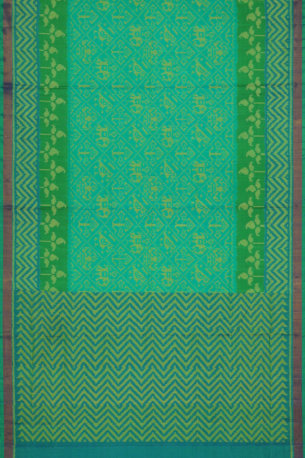 Image of Teal-Green Rajkot Silk Saree