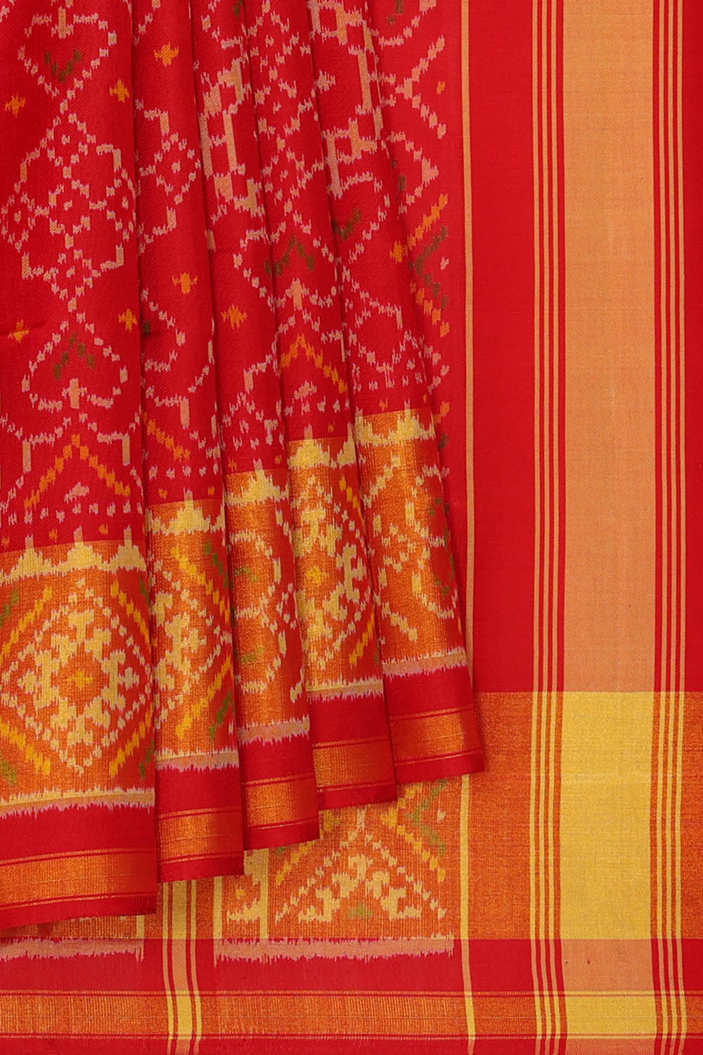 Image of Red Rajkot Silk Saree