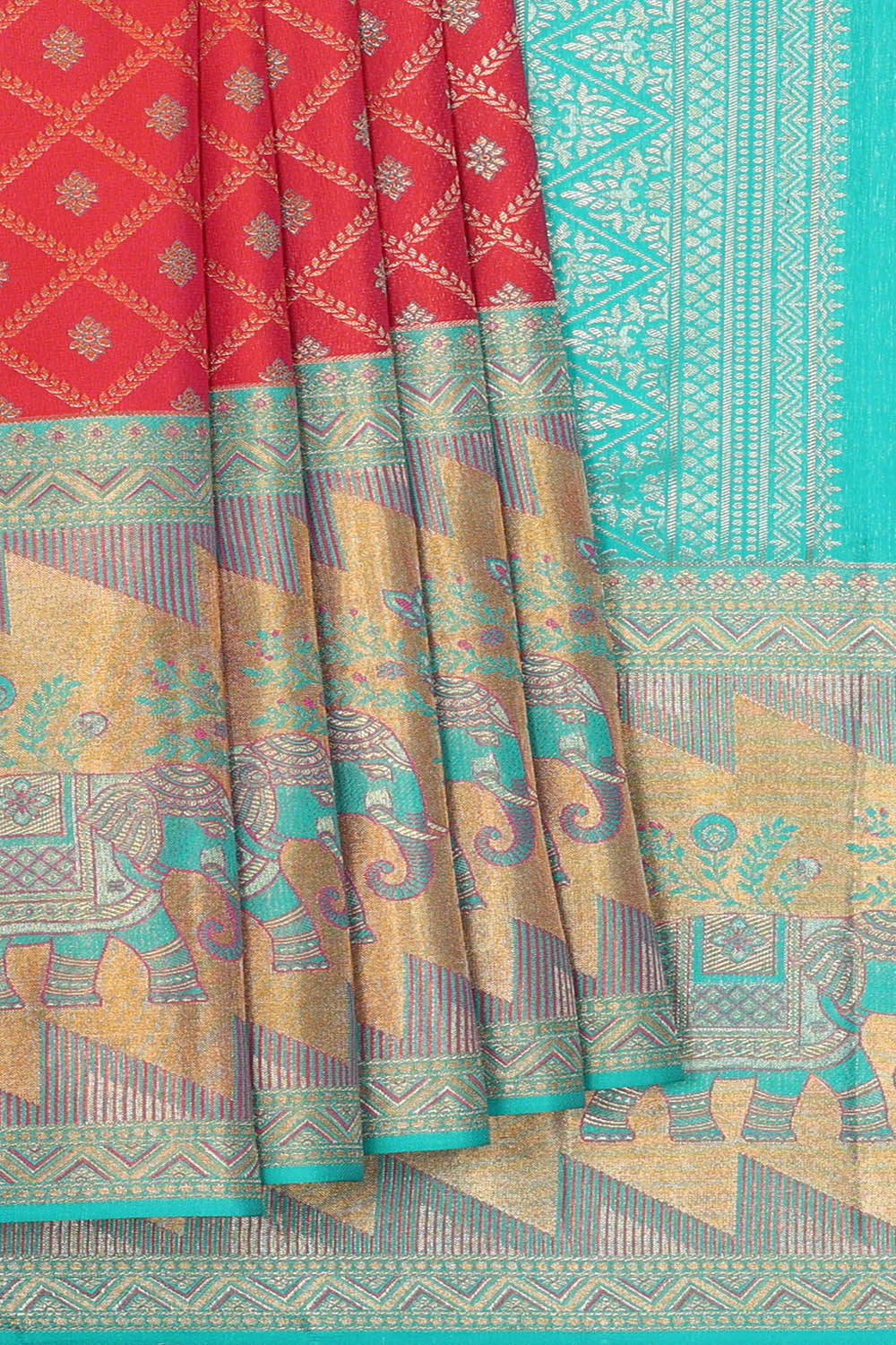 Image of Red Kanchipattu Brocade Saree