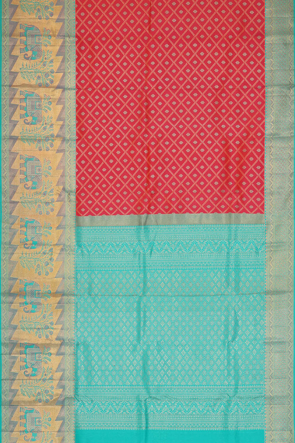 Image of Red Kanchipattu Brocade Saree