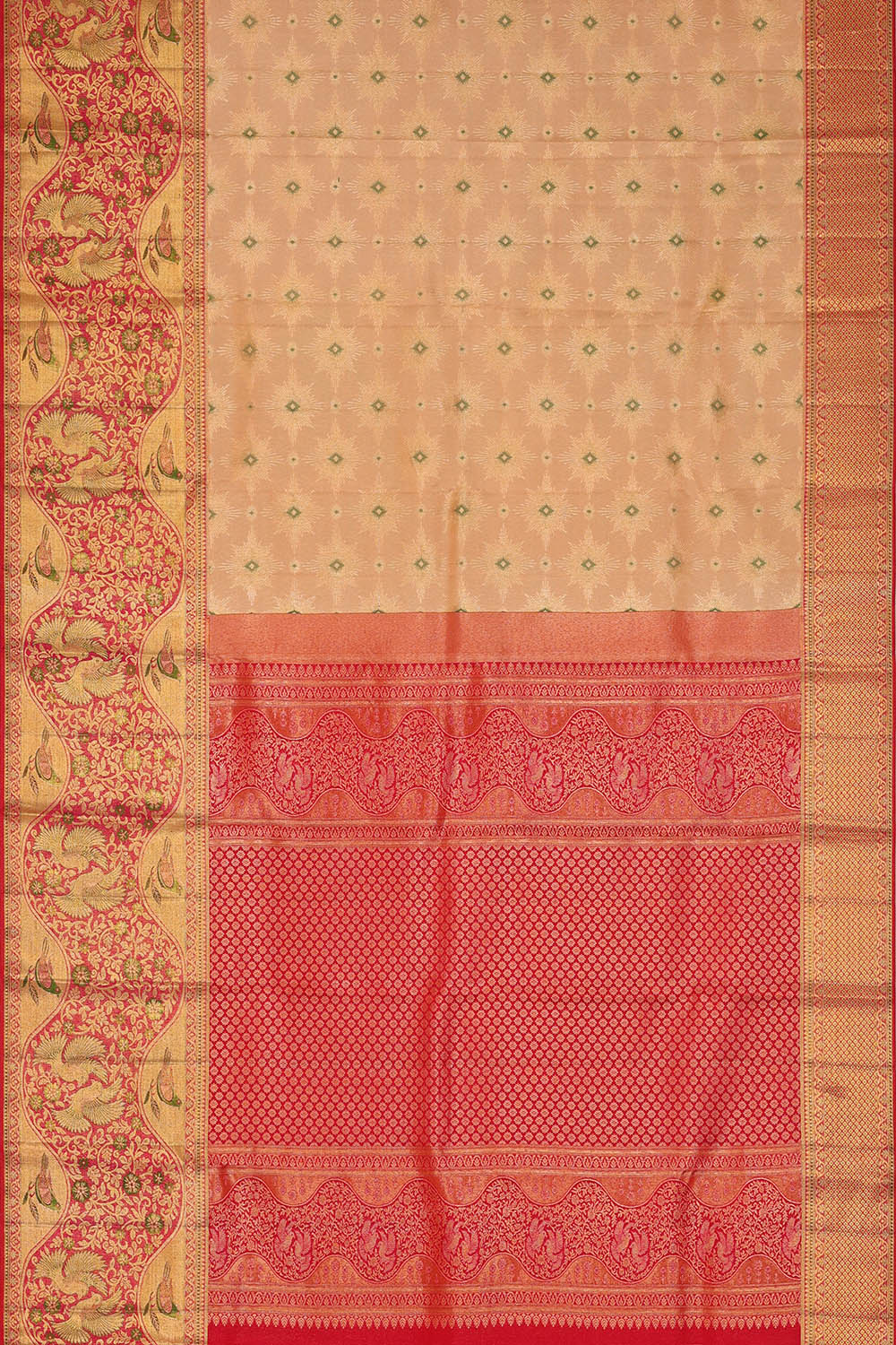 Image of Peach-Gold Kanchipattu Brocade Saree