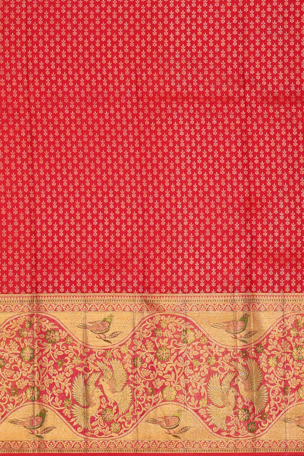 Image of Peach-Gold Kanchipattu Brocade Saree