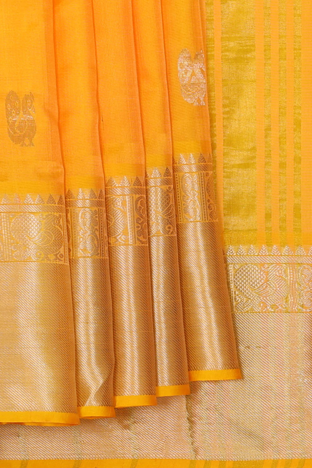 Image of Yellow Mangalagiri Silk Saree