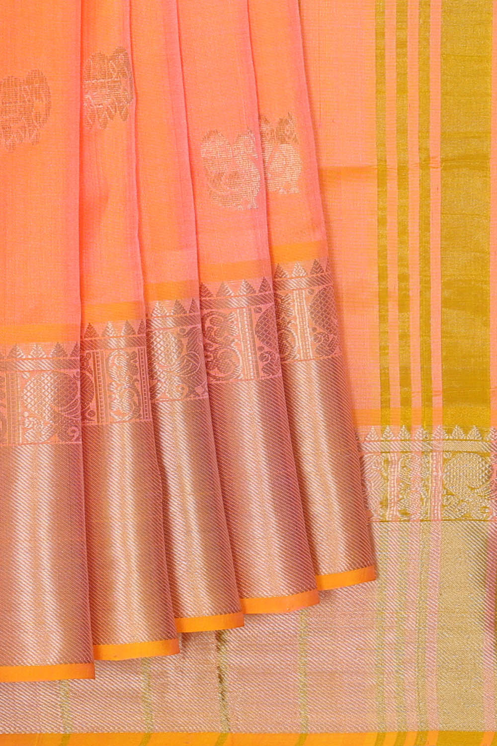 Image of Peach Mangalagiri Silk Saree