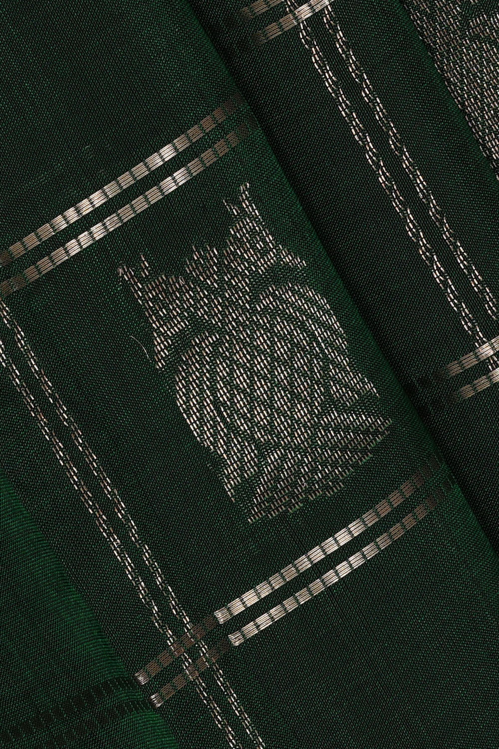Image of Bottle-Green Mangalagiri Silk Saree