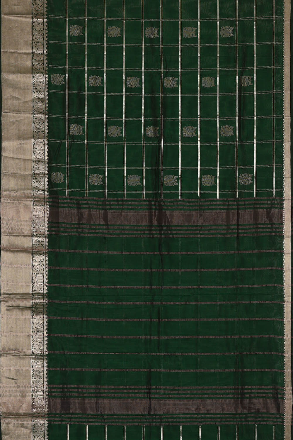 Image of Bottle-Green Mangalagiri Silk Saree