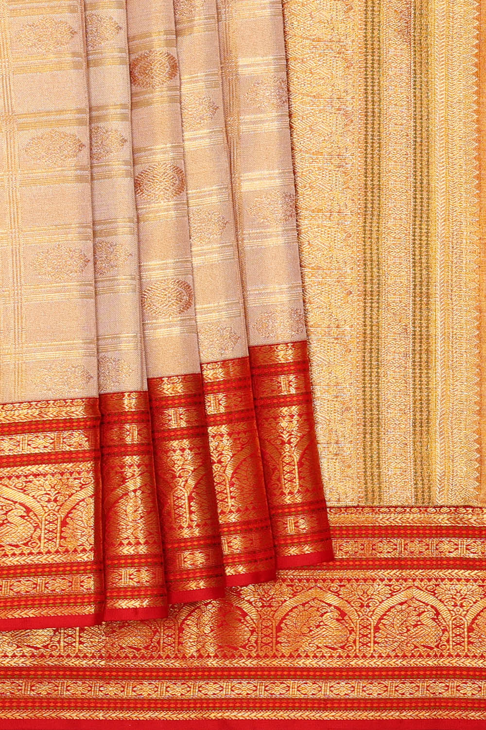 Image of Kanchipattu Gold Tissue Kattam Saree