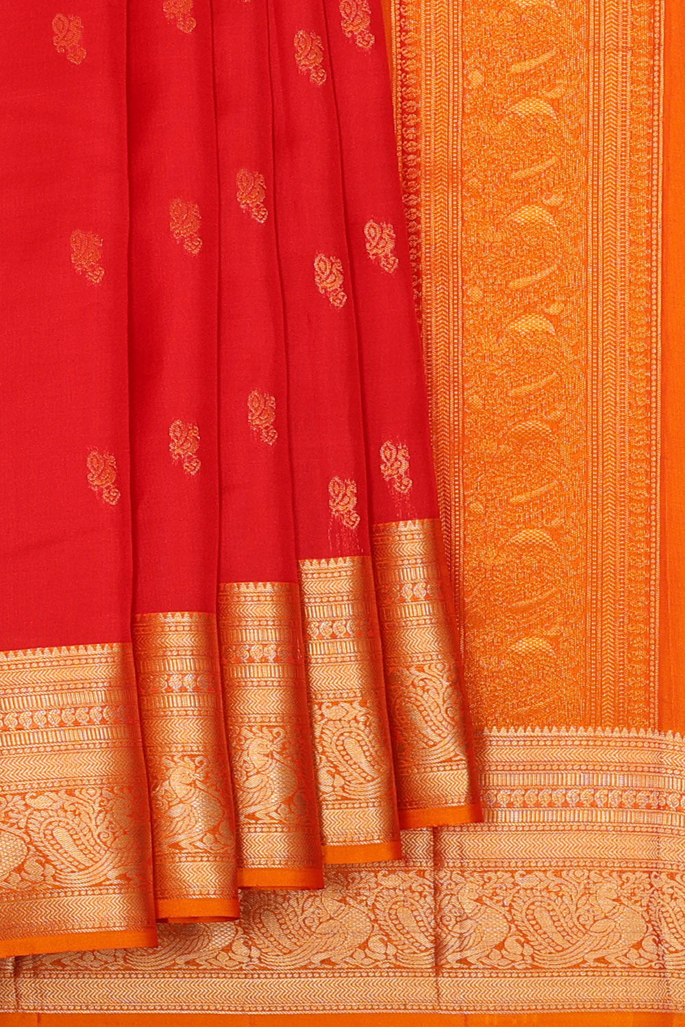 Image of Crimson-Red South Silk Saree