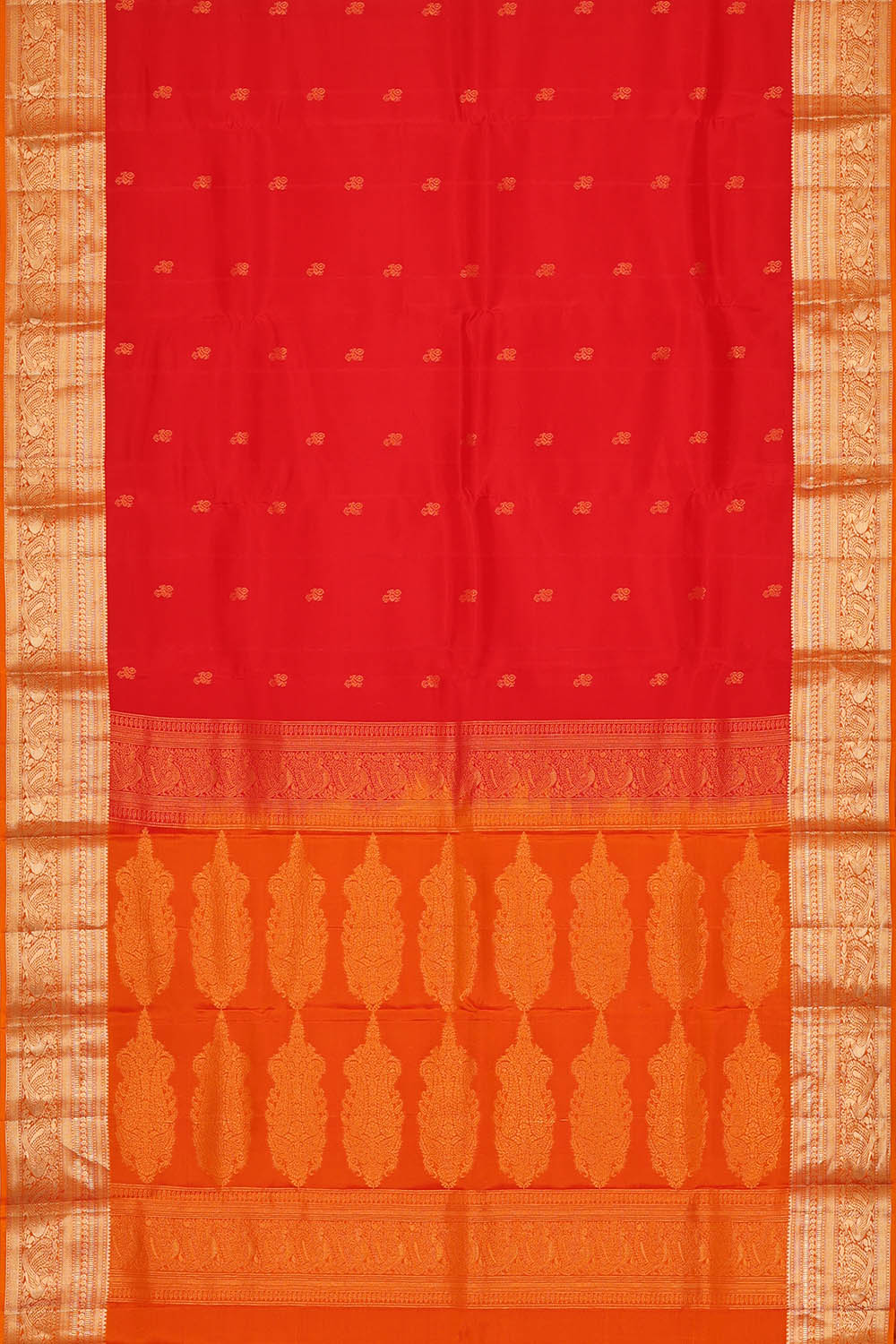 Image of Crimson-Red South Silk Saree