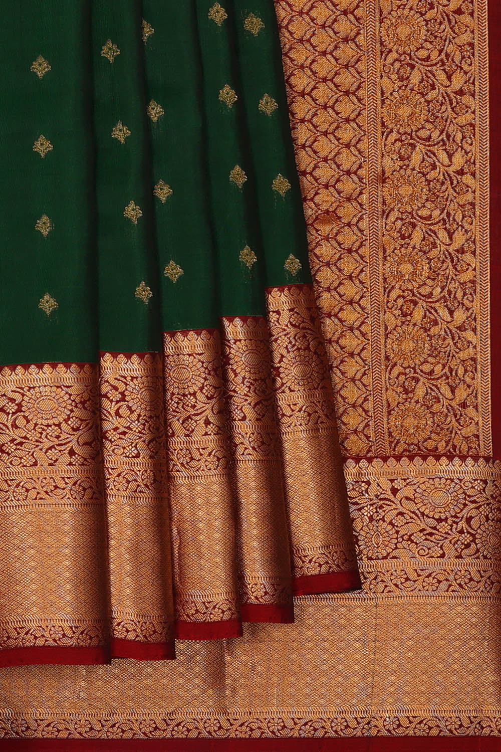 Image of Bottle Green South Silk Saree