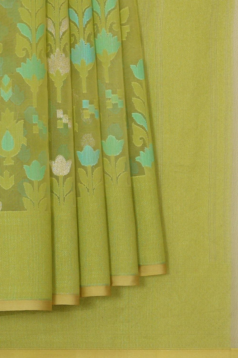 Image of Green Banarasi Silk Cotton Saree