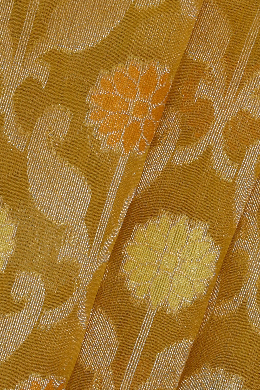 Image of Pale-Yellow Banarasi Silk Cotton Saree