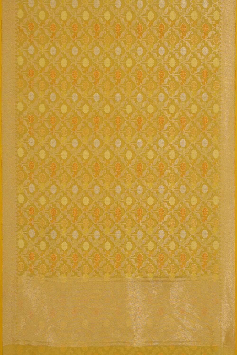 Image of Pale-Yellow Banarasi Silk Cotton Saree