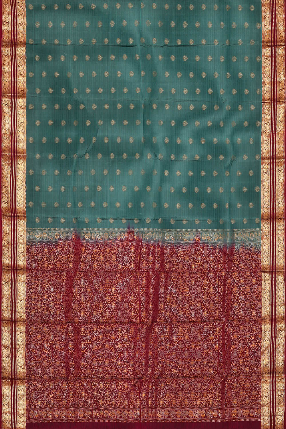 Image of Teal-Blue South Silk Saree