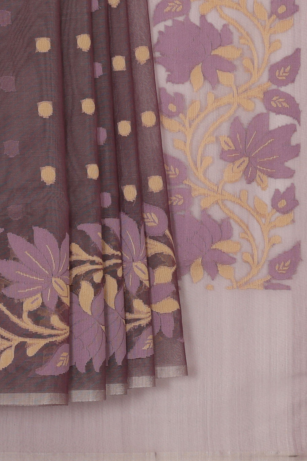 Image of Mauve-Purple Banarasi Silk Cotton Saree